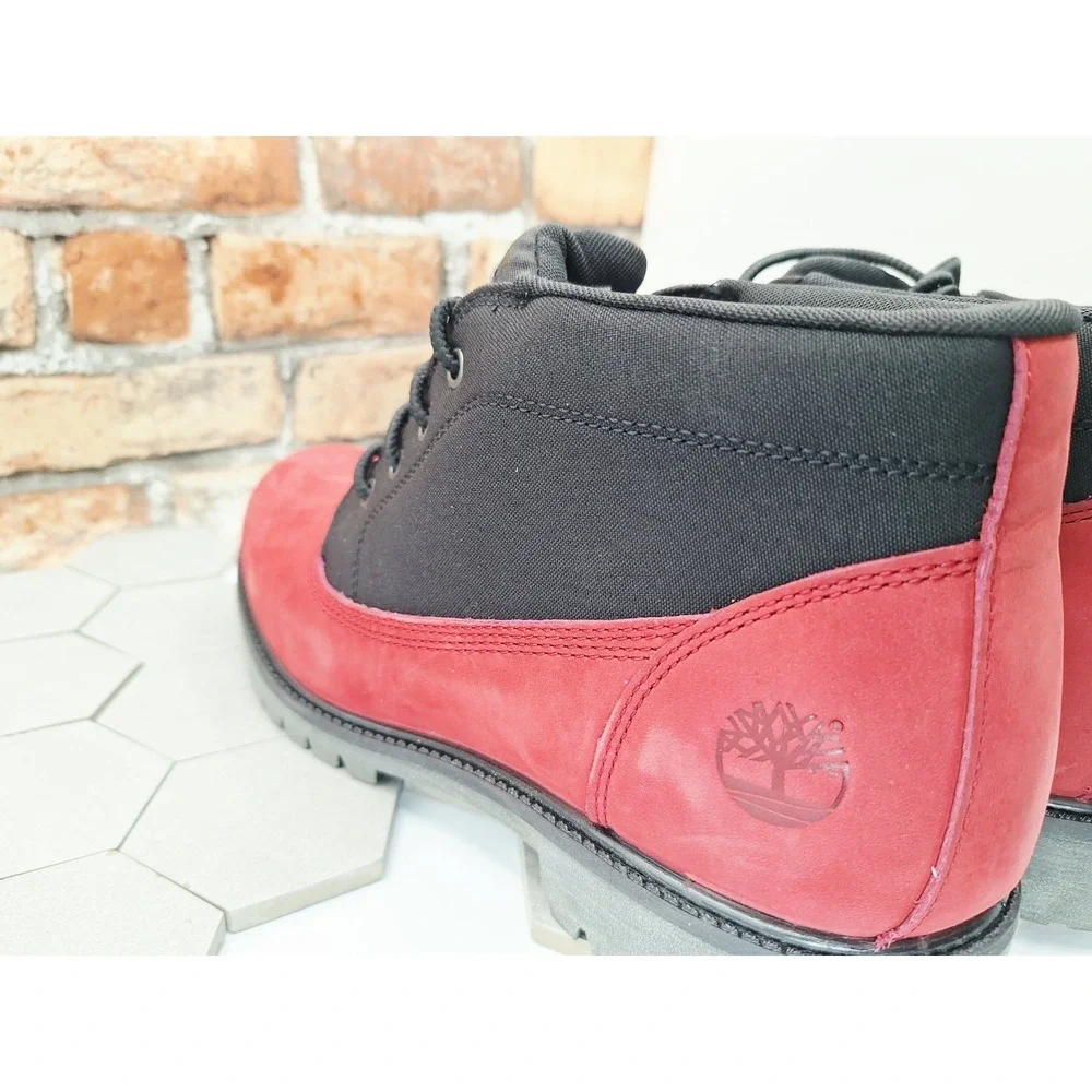 Timberland Premium Mid Lace Chukka Boots Red Black Mens Size 12 Nubuck TB0A431